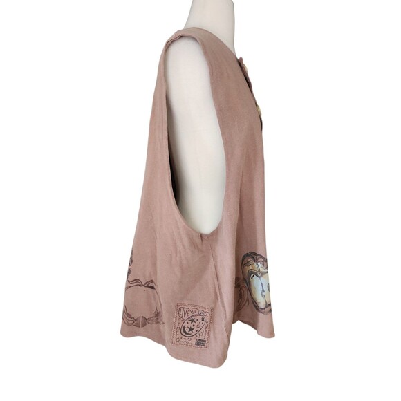Blue Fish Vintage 90s Organic Cotton Relaxed Lagenlook Vest Boho Women's Brown - Picture 4 of 9